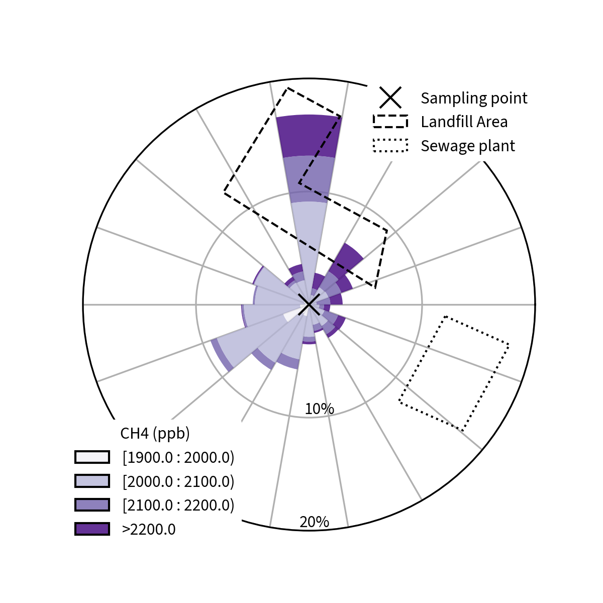 a map showing an emissions plume